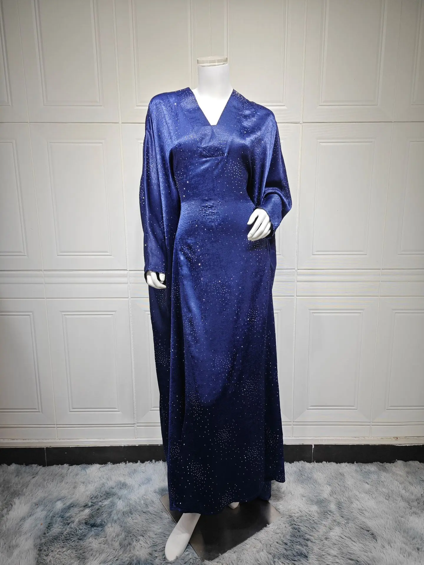 Abaya musulmán de Oriente Medio para mujer, moda árabe, exquisito jersey con diamantes, bata Abaya, vestido largo suelto