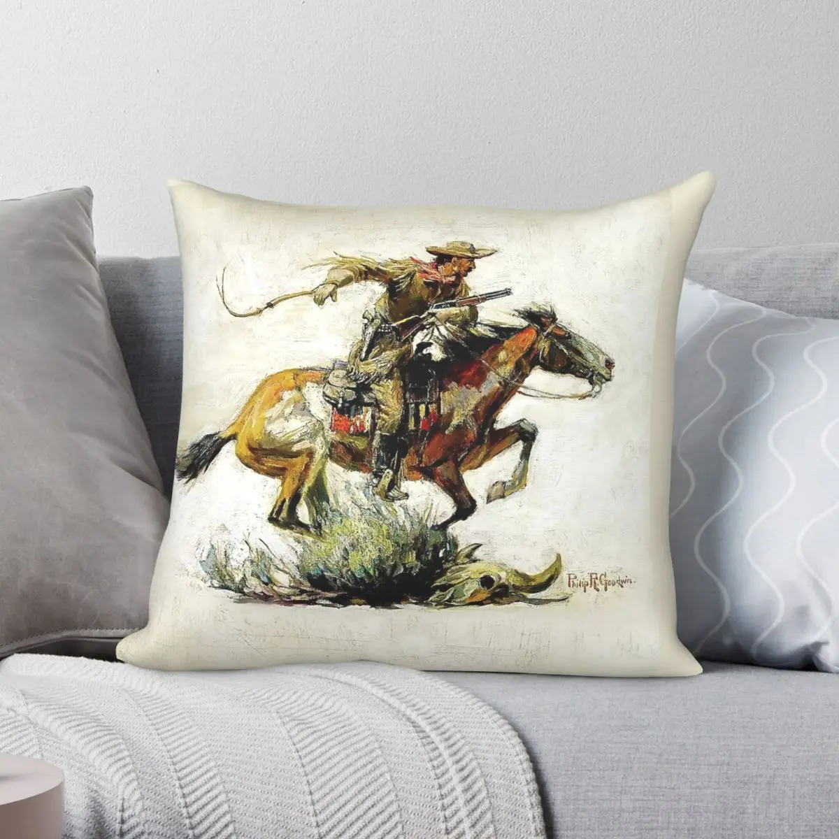 Winchester Horse And Rider Pillowcase Polyester Linen Velvet Pattern Zip Decor Throw Pillow Case Room Cushion Cover