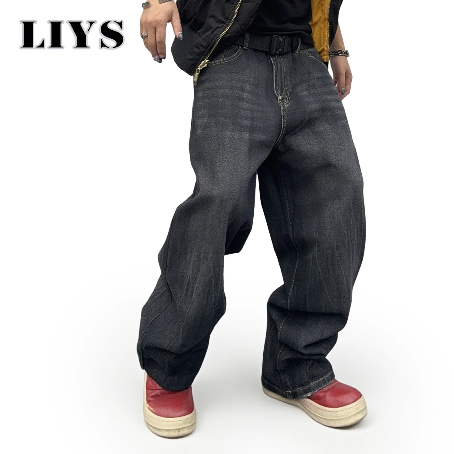 2025 Autumn Men's American Retro Loose Straight Leg Jeans Male Winter Black Daily Casual Denim Pants Women Baggy Stacked Jeans