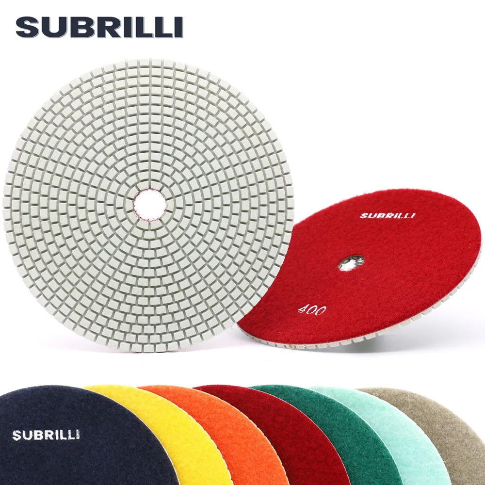 

SUBRILLI 7 Inch Diamond Polishing Pad 7pcs 180mm Buffing Polish Wheel For Marble Granite Stone Concrete Grits 50-3000