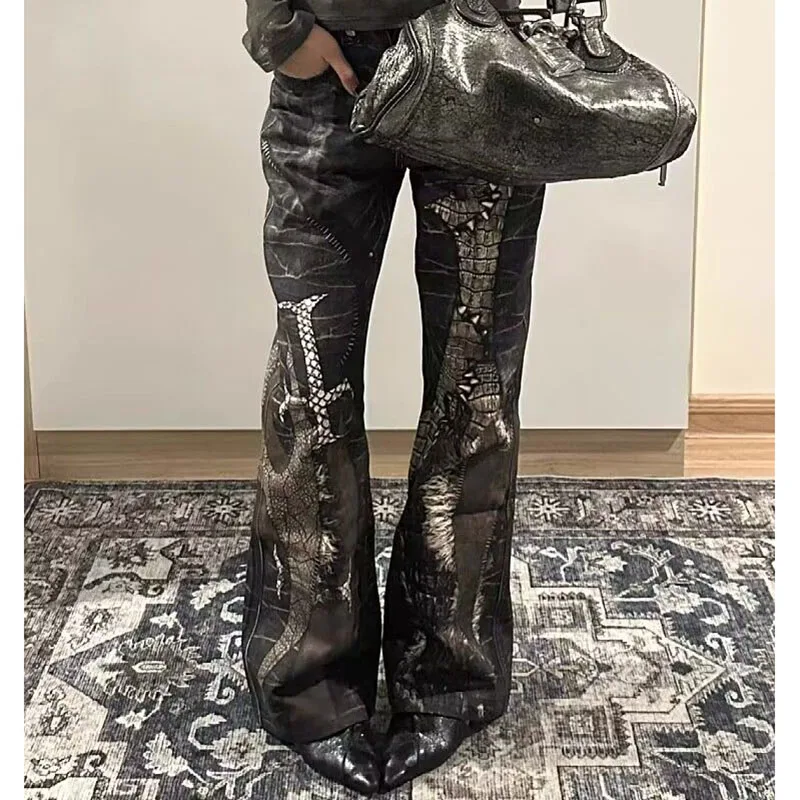 Design européen et américain Sense Python imprimé Micro cloche-bas enfants été nouveau Spice Girls point de croix vadrouille pantalon