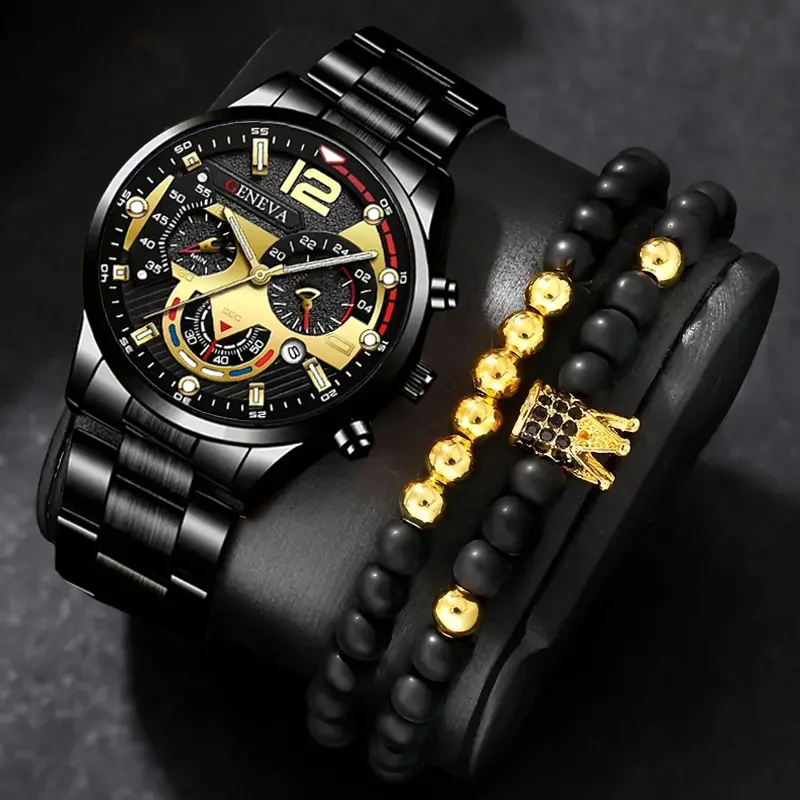 3Piece Elegant Quartz Watch & Accessory Set | Versatile Daily Wear Gift for Friends & Family