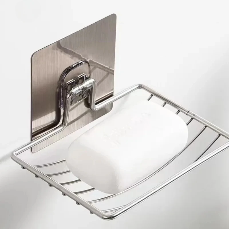 1 Pc-Stainless Steel Soaptray, Drainage Soap Rack,wall Mounted Non Drilledsoap Rack, Suitable Forbathrooms and Showers