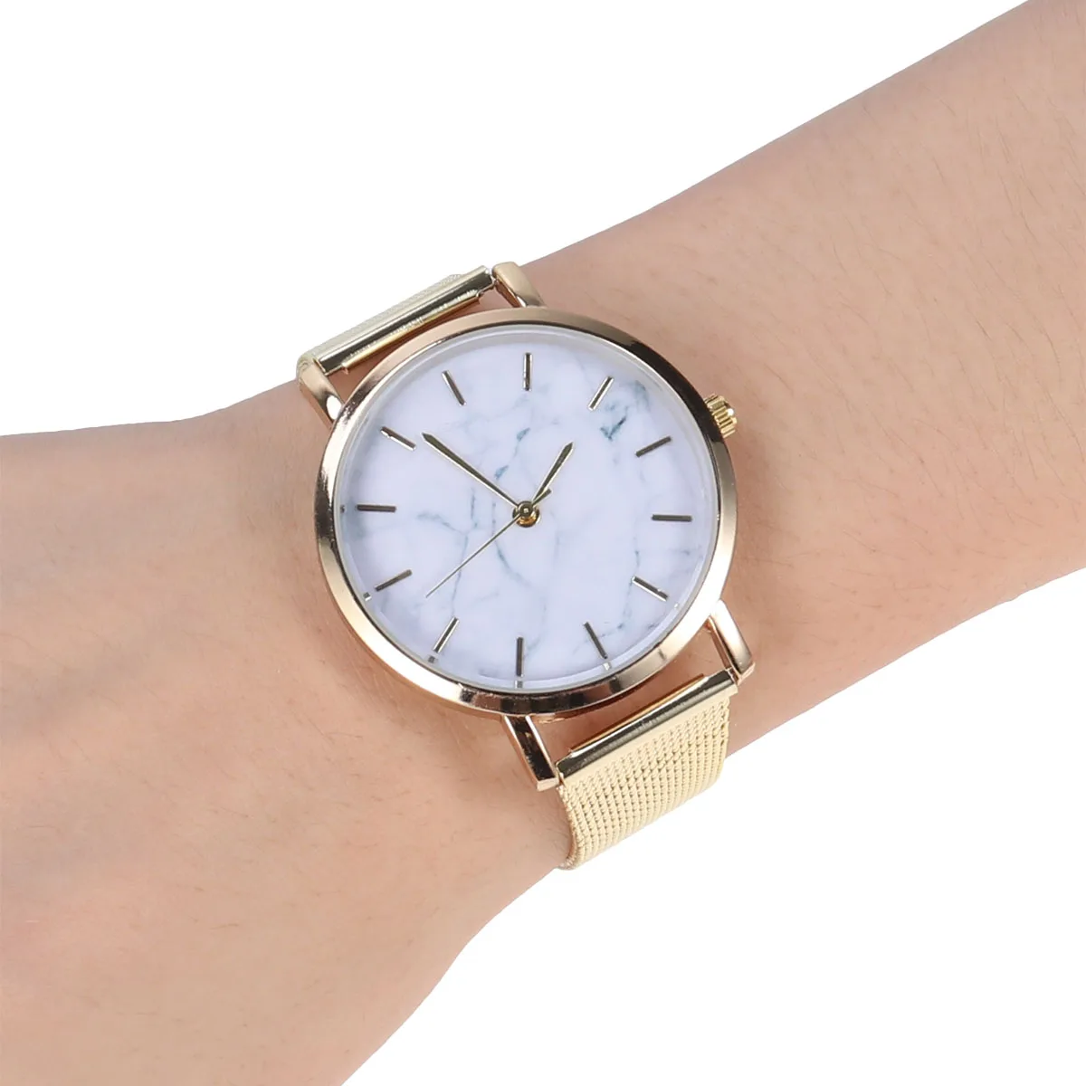 

Marble Mirror Watch Fashion Quartz Watches Elegant Women Two Tone Ladies Wristwatch Durable Minimalist Design Gift Occasion