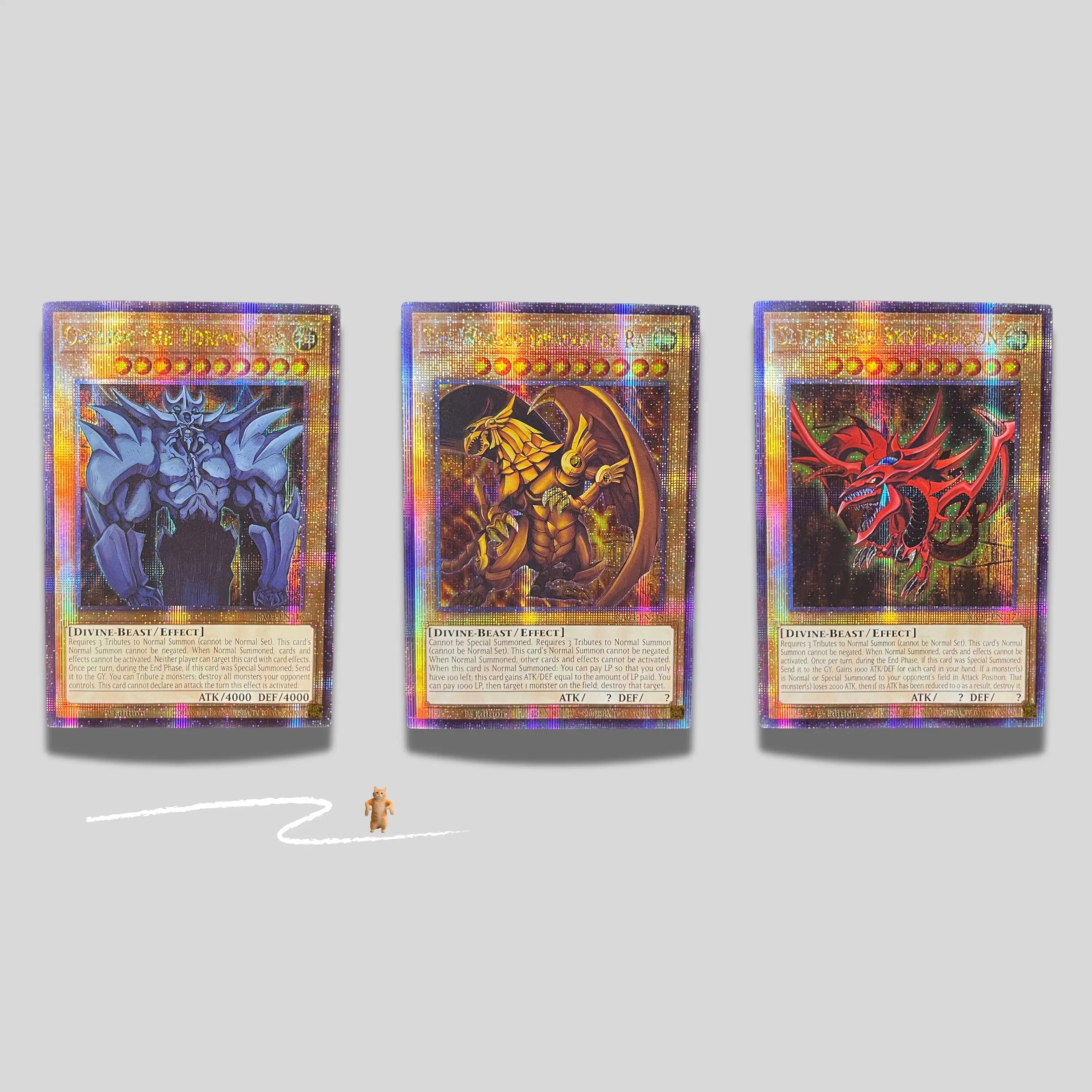 Yu-Gi-Oh Egyptian God Cards - Obelisk Ra Slifer Lazer Holo Border 1st Edition Proxy Set 3 Pcs