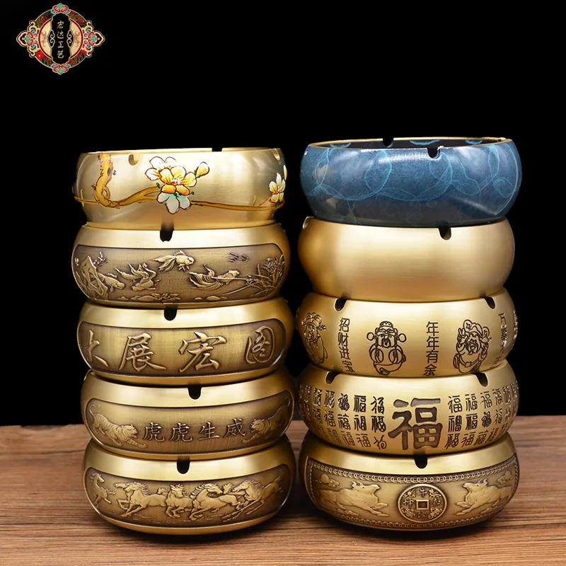 

Brass Home Ware Ornaments Creative Twelve Zodiac Copper Ashtray
