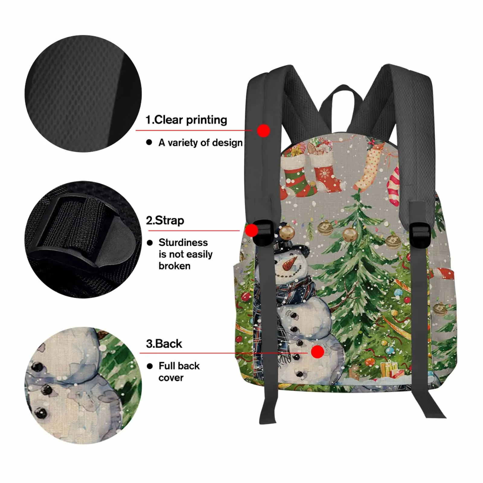 Mochila de gran capacidad con diseño de árbol de Navidad Vintage dibujado a mano, bolsas para ordenador portátil para hombres, Mochila para estudiantes universitarios y adolescentes de secundaria