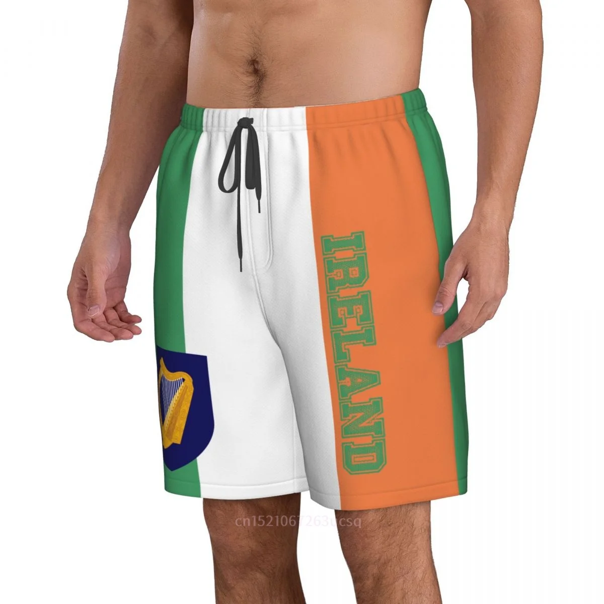 2023 Summer Polyester Ireland Country Flag 3D Printed Men's Board Shorts Beach Pocket Running Summer Pants