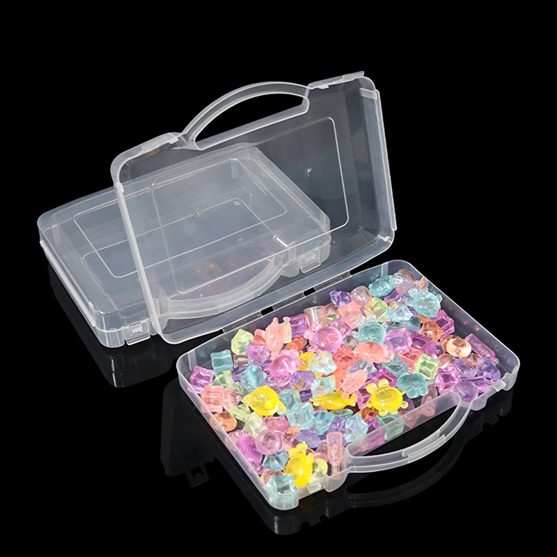 

1 шт., пластиковая прозрачная ручная коробка для хранения ювелирных изделий, коробка для хранения мелких предметов и разных вещей