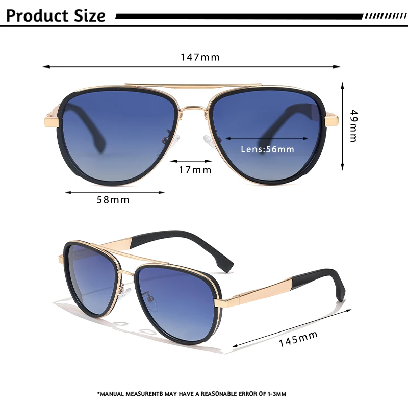 CATERSIDE Retro Polarisierte Piloten-Sonnenbrille für Herren, Metallrahmen, Federscharnier, Markendesigner-Sonnenbrille für Damen, zum Fahren, Angeln – Detail 3