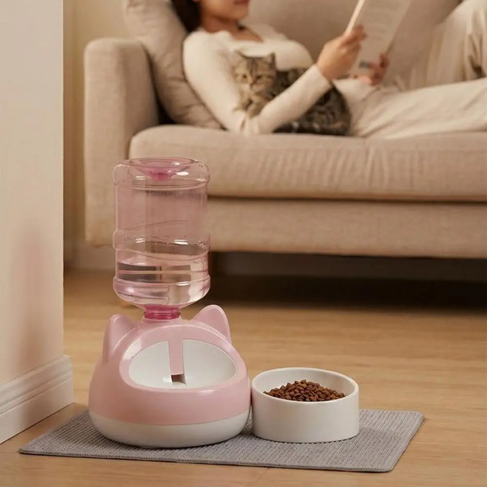 Silent Pet Water Fountain Automatic Cat Water Dispenser with Bottle Adapter Cute Cat Ear Design Pet Water for Small for Small