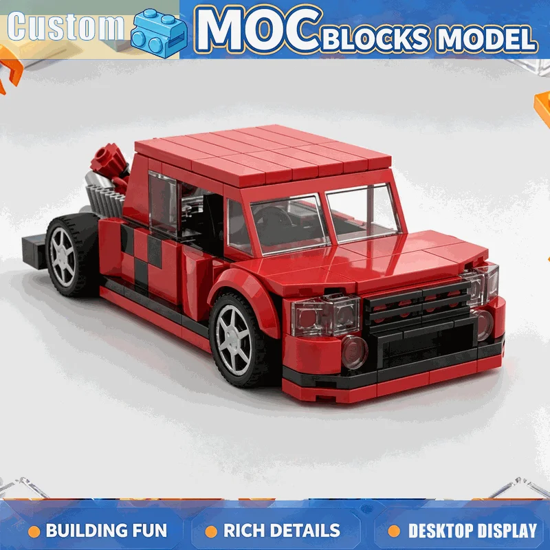 234PCS Red Heavy Duty Pickup Truck Building Blocks Off Road Utility Vehicle Model DIY Assembly Creative Collection Display Toy