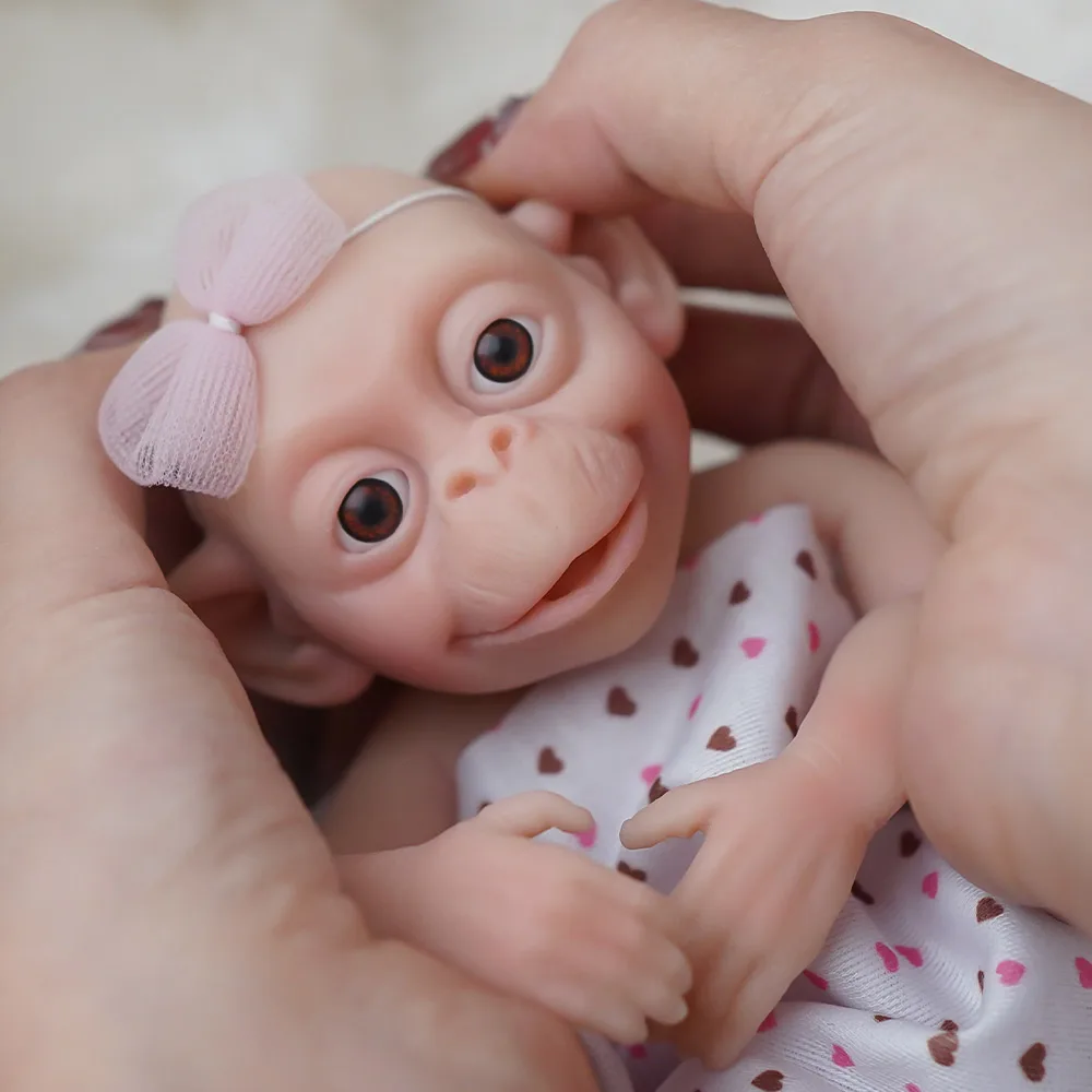 7 "Micro Preemie całe ciało silikonowa małpka dziecko realistyczne Mini Reborn Doll niespodzianka dzieci antystresowe