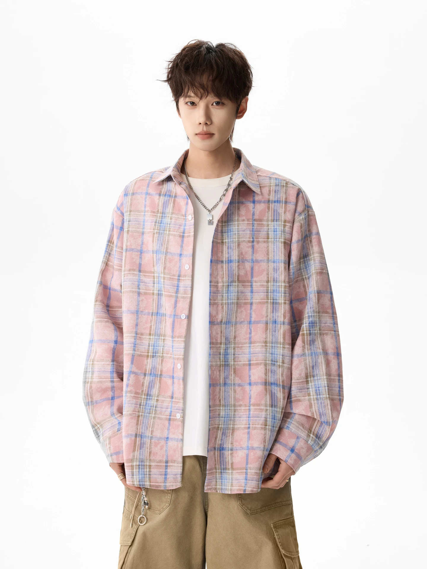 

Модная рубашка с длинным рукавом в стиле пэчворк, свободного кроя, винтажная, в клетку, повседневная, износостойкая, для молодежи, на каждый день