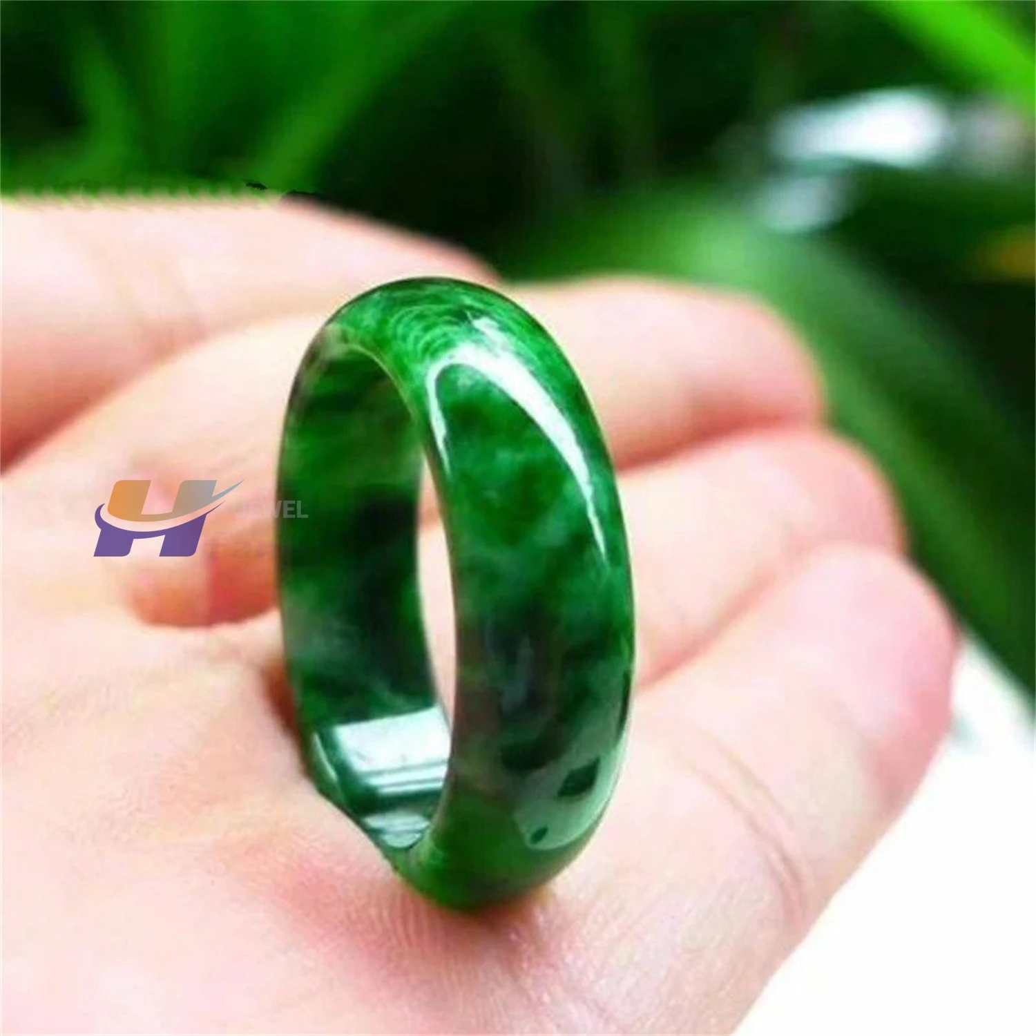 

Elegant Jade Natural Burmese Jadeite Ring Jewelry Fine Jewelry Dry Flowering Green Finger Ring Emerald Mens Womens Gift Ring