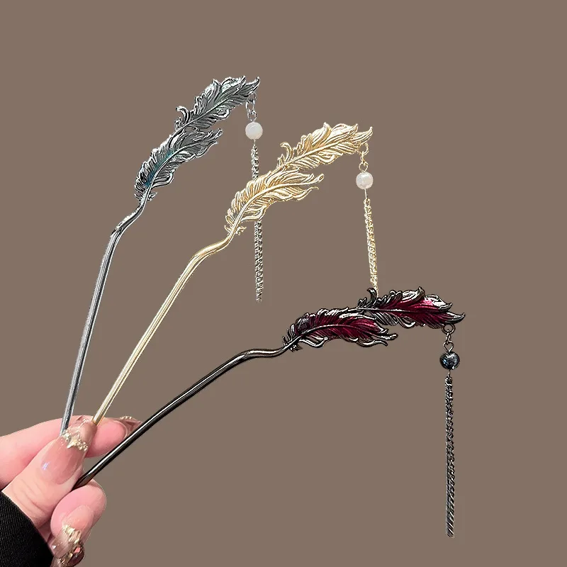 1 قطعة شرابة مزاجه الشعر عصا النمط الصيني النساء الشعر شوكة أغطية الرأس مشبك شعر خمر سيدة حفل زفاف غطاء الرأس دبوس الشعر