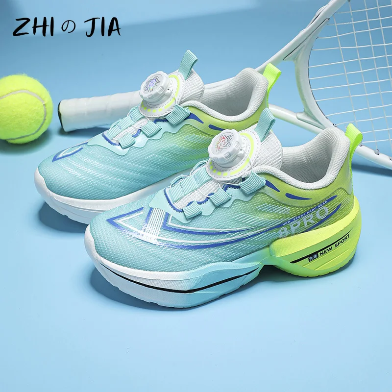 Mesh Single Mesh Breathable Rotating Buckle Children's Sports Shoes Teenage Running Shoes Fashionable and Trendy Sneaker 31-40