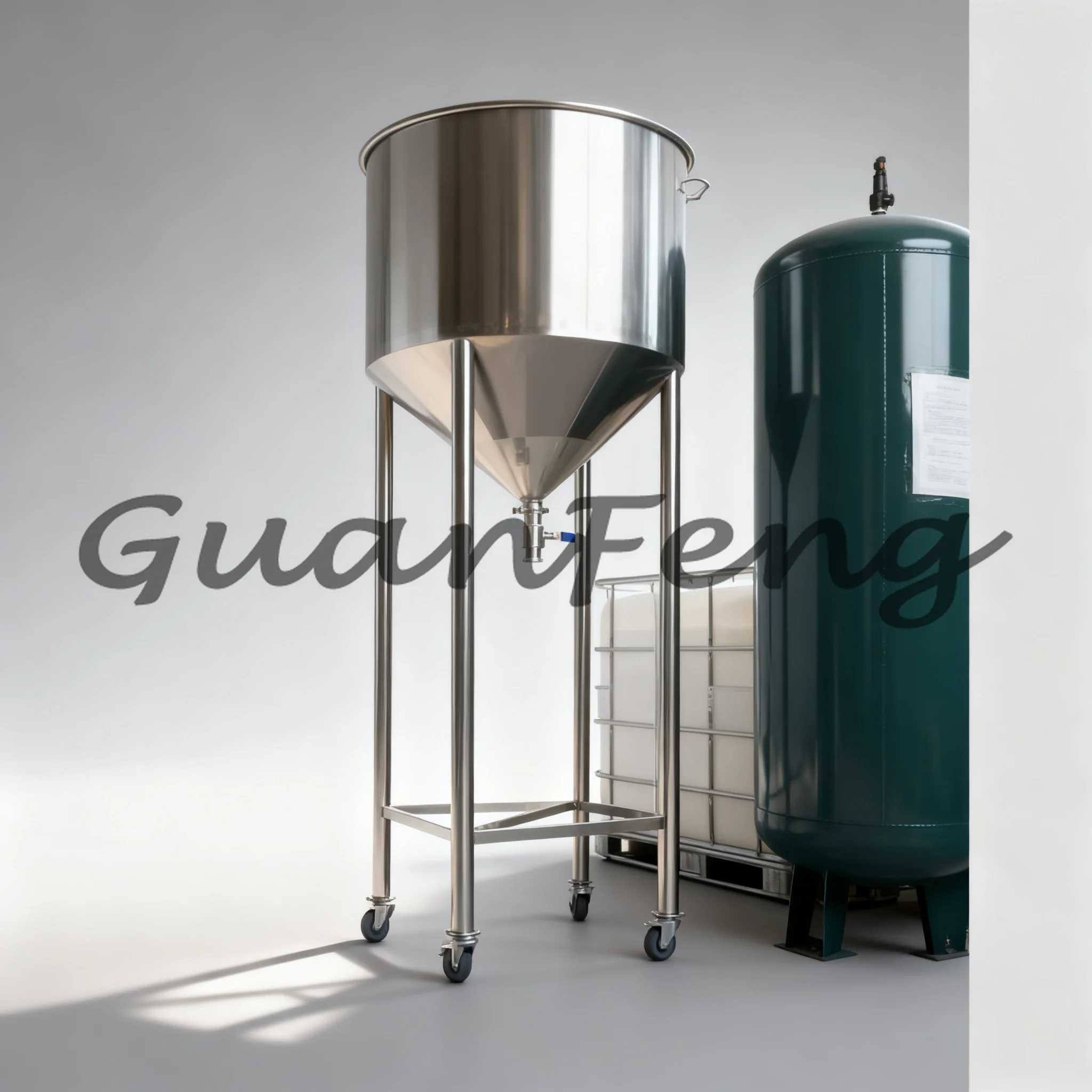 304 Stainless Steel Conical Hopper with Ball Valve Liquid Powder Feeding Hopper Customizable Support Bracket