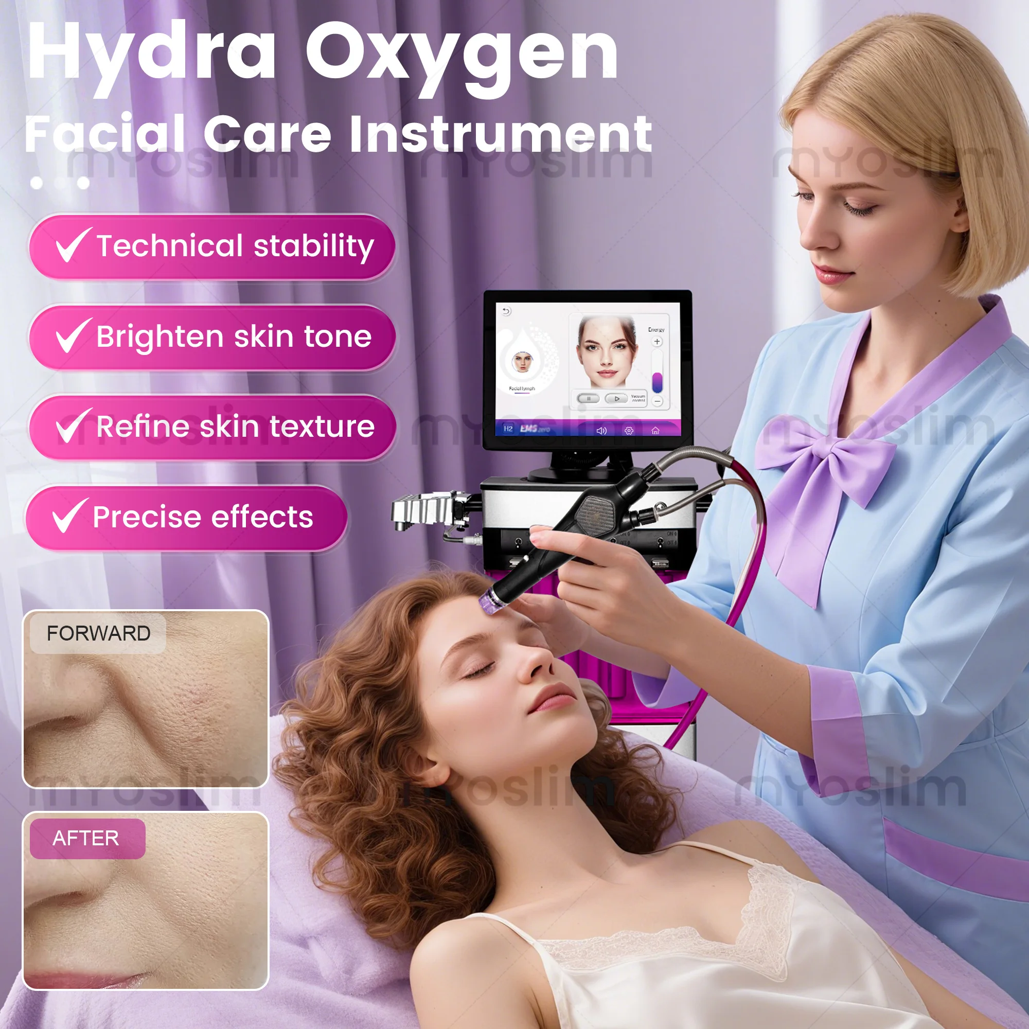 Portable Professional Hydro-Oxygen Facial Machine - Deep Pore Cleansing Exfoliation Skin Tightening Salon-Grade Equipment