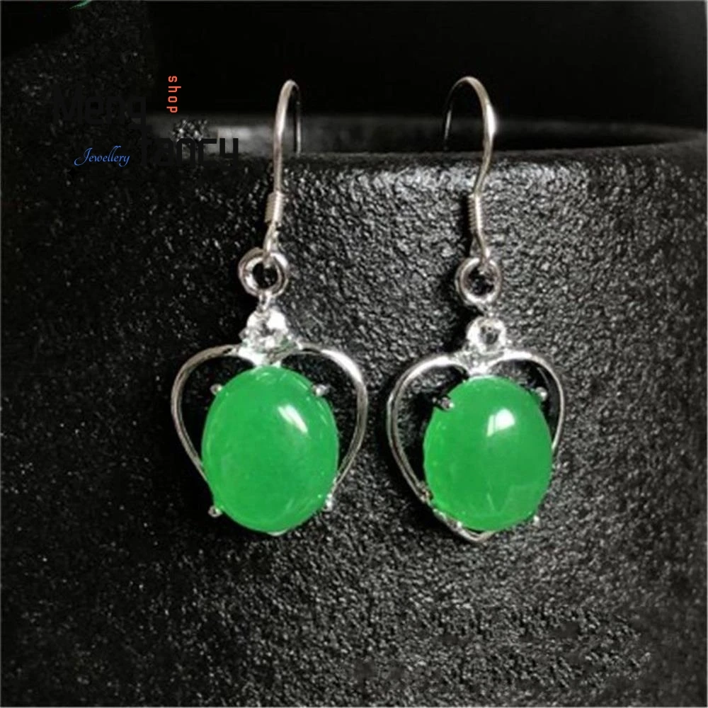 High-grade Natural Agate Green Inlay Earrings Sexy Young Girls Popular Fashion Jewelry Best Selling Couple Holiday Gift Souvenir