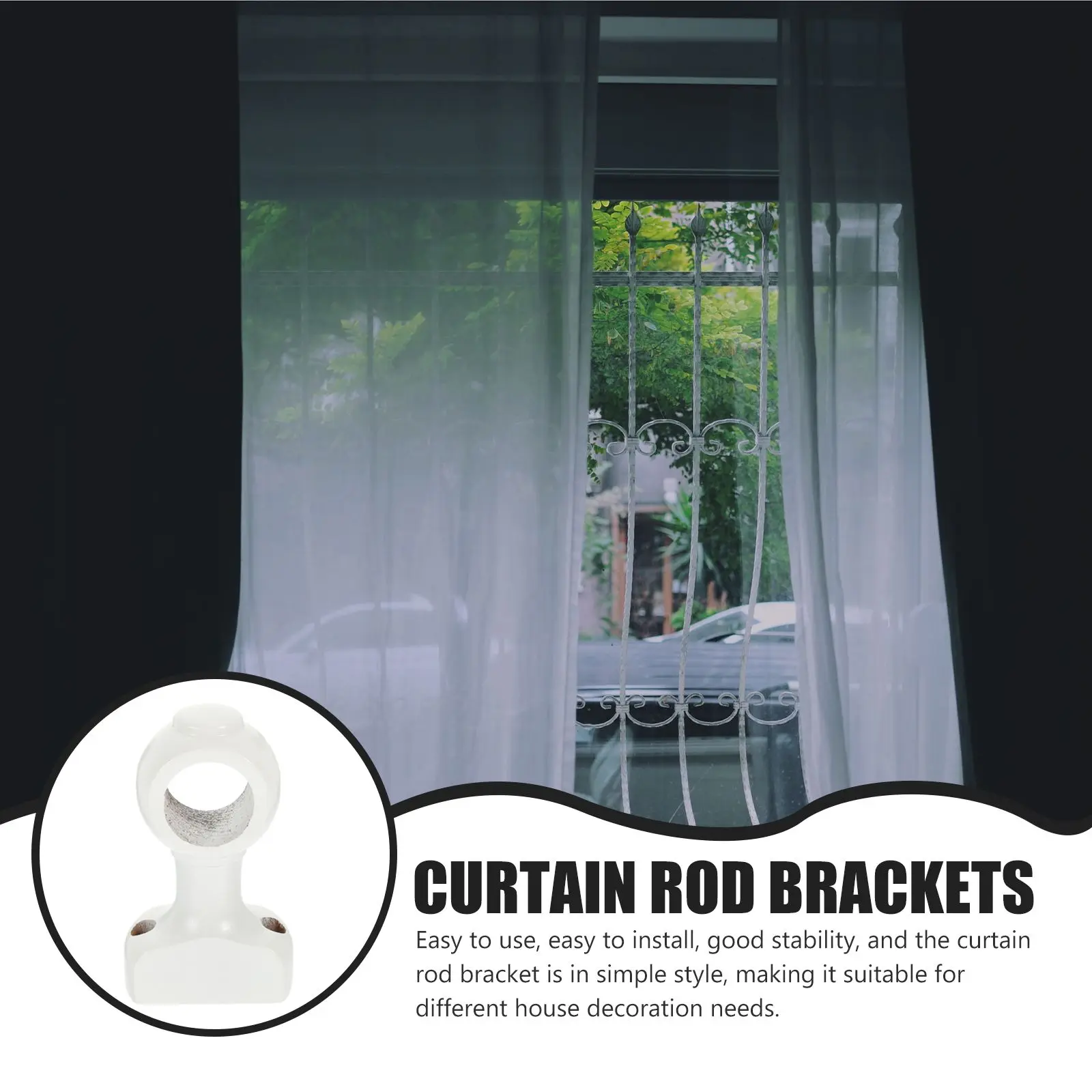 2 Pcs White 28mm Curtain Rod Holders Sturdy Wall Mount Brackets Easy Install Support Base For Door Drapery Rods Home