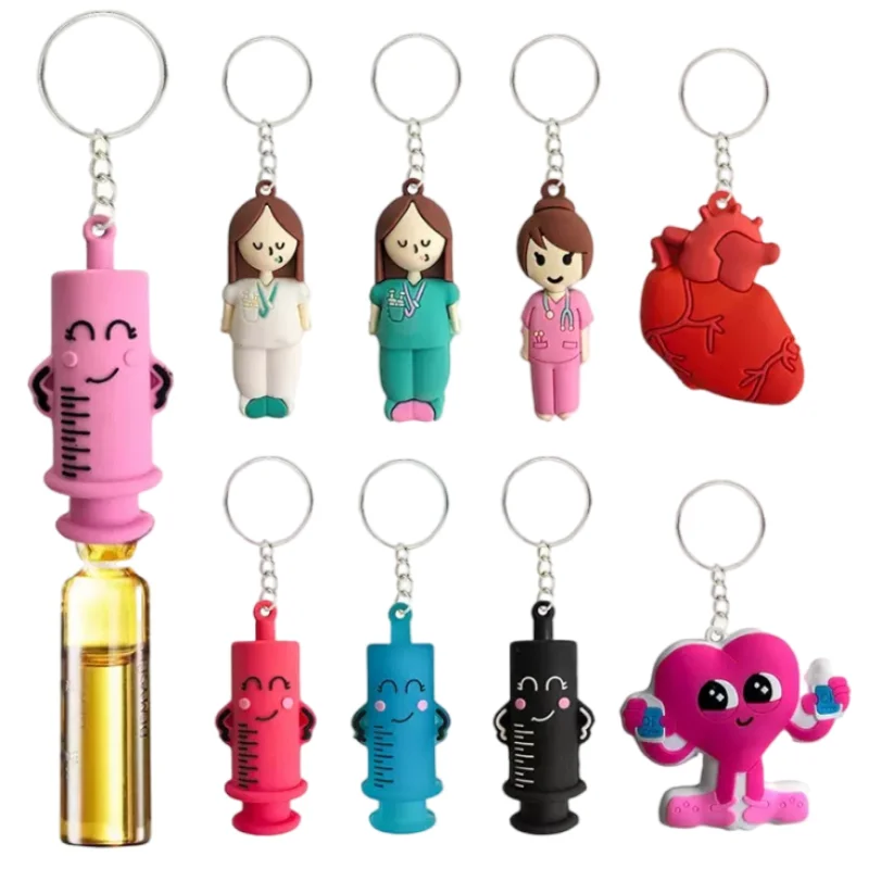 Ampoule Bottle Opener Syringe Shaped Keychain Medication Aid Rubber Cutter for Nurses Daily UseGood Quality