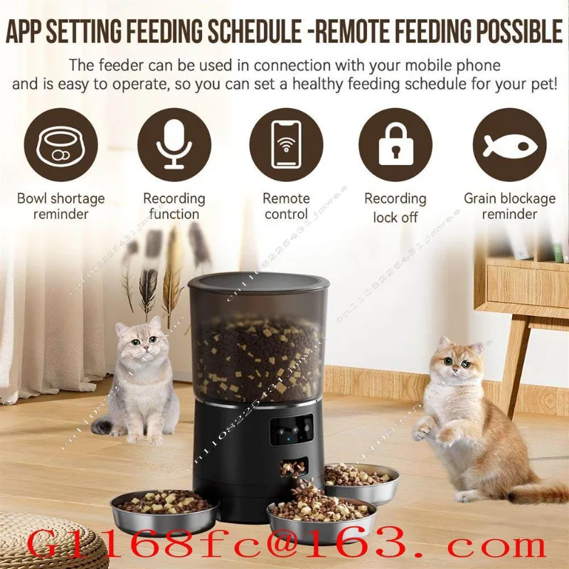 Cat Multi Bowl Automatic Feeding Machine Intelligent  WIFI Remote Cat and Dog Meal Dispenser 6L for Multiple Cats and Pe
