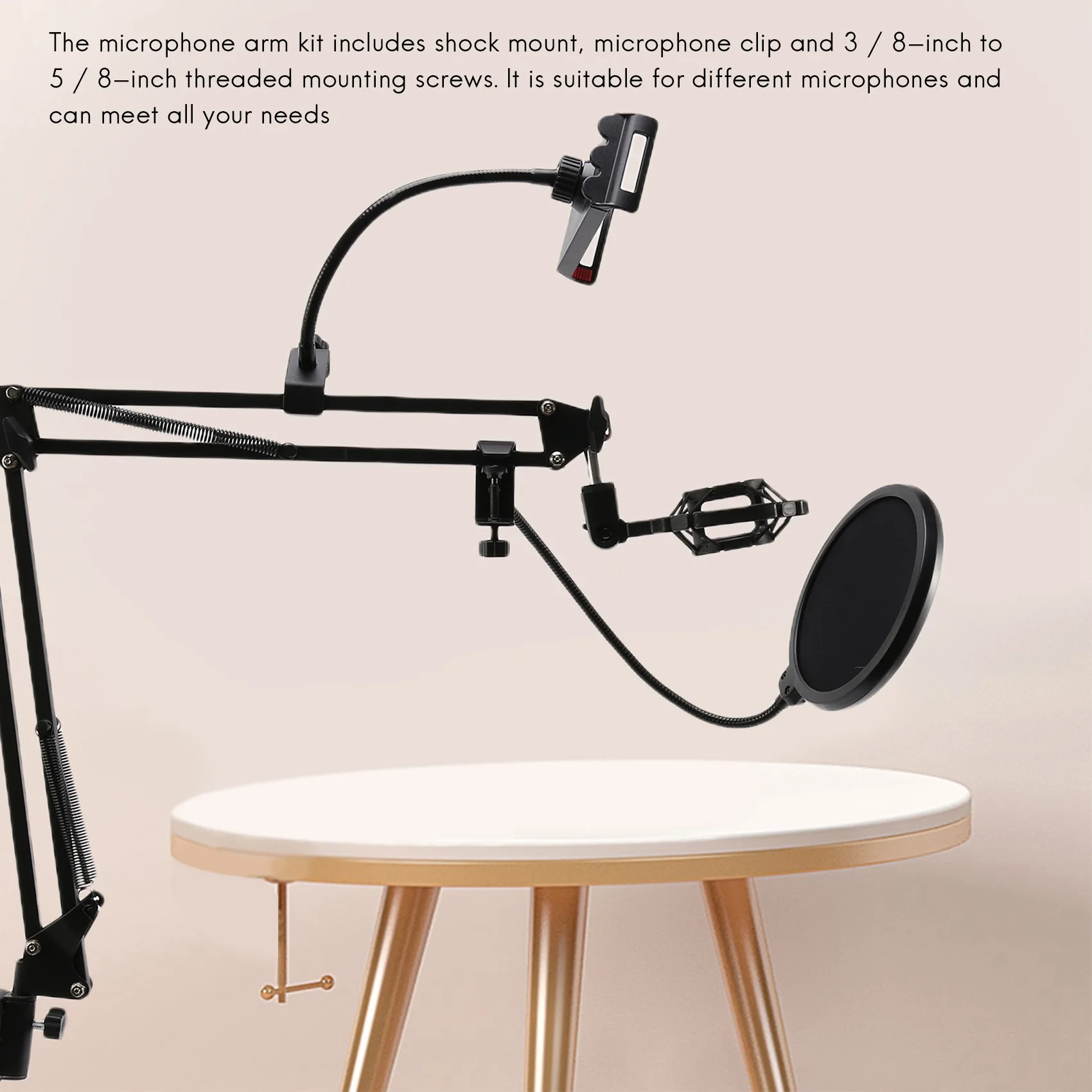 A42T-Microphone Stand,Mic Boom With Adjustable Suspension Scissor Stand Phone Holder,For Blue Snowball And Other Mics