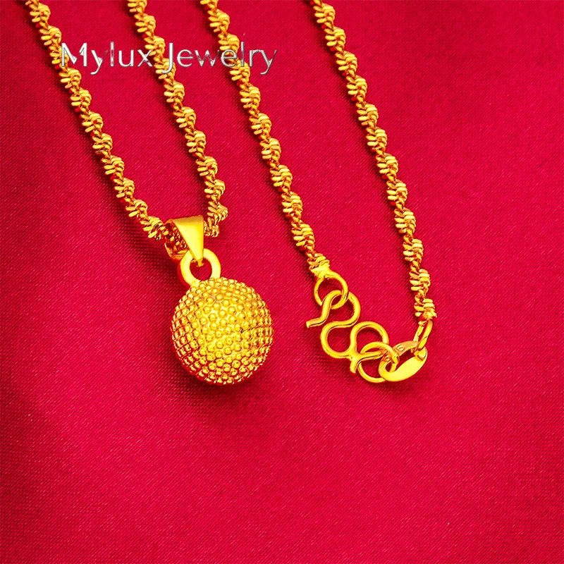 Mylux Jewelry Bead Pendant for Women, 24K Gold, AU999 | Polished gold bead with diamond accents, classic round shape, radiant fo