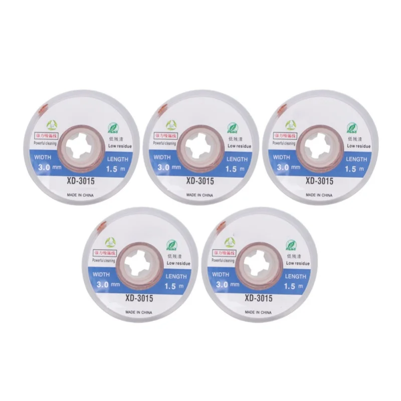 

5 Pcs Solder Wick Clean Free Desoldering Braid Wire Strong Removal Ability Solder Sucker Tool For BAG