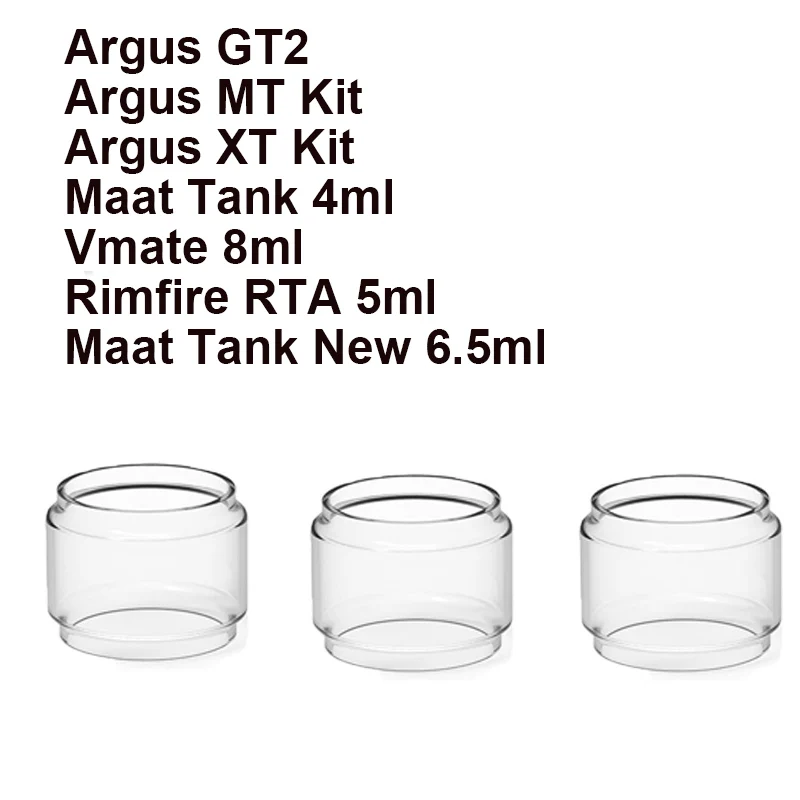 3PCS Bubble Glass Tubes for VOOPOO Argus GT2 Maat Tank New Argus MT Kit Argus XT Kit Vmate Rimfire RTA Mini Glass Tank Container