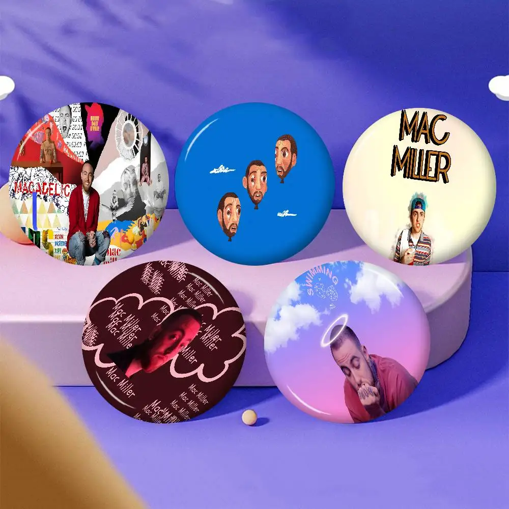 Singer M-Mac Miller Cartoon Brooches Anime Badge Round Handmade Brooch Lapel Pins Jewelry for Backpack Clothes Gifts
