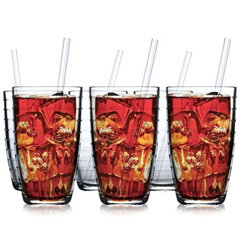 High Borosilicate Glass Straws Reusable Eco-Friendly Transparent Straw Smoothie Cocktail Bar Accessories With Brushes