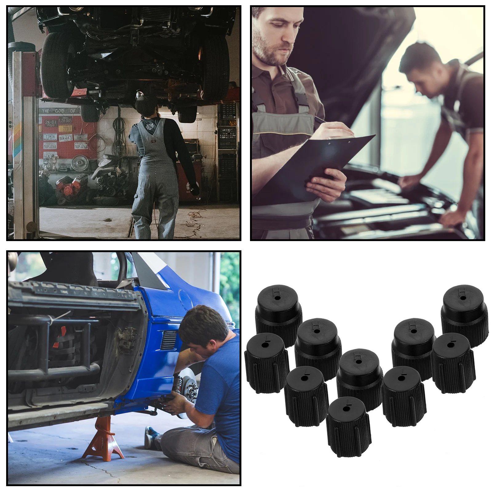 

10Pcs Air Conditioning Valve Caps ABS Plastic High and Low Pressure Car Ac Valve Core Kit Recharge Port Caps Cap