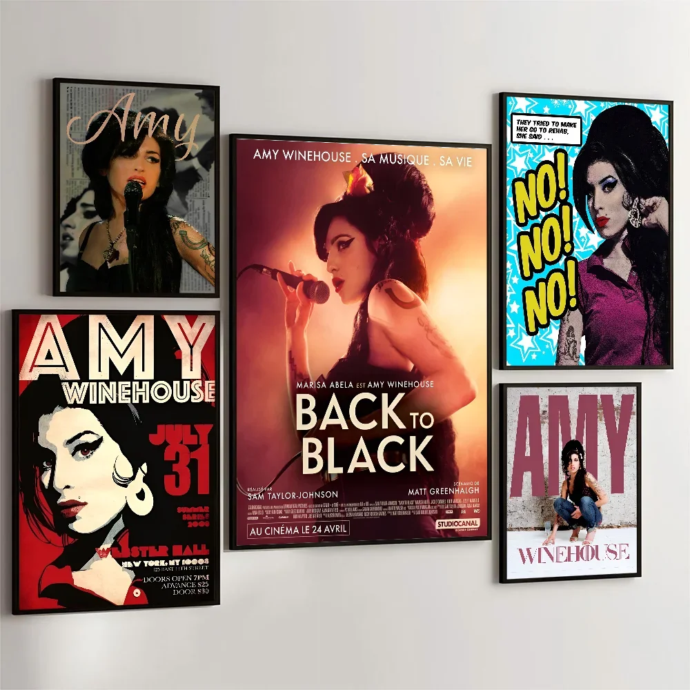 1PC Beauty Woman Amy Winehouse Music Singer Star  Movie Sticky Posters Retro Sticker Room Bar Cafe Aesthetic Art Wall Painting