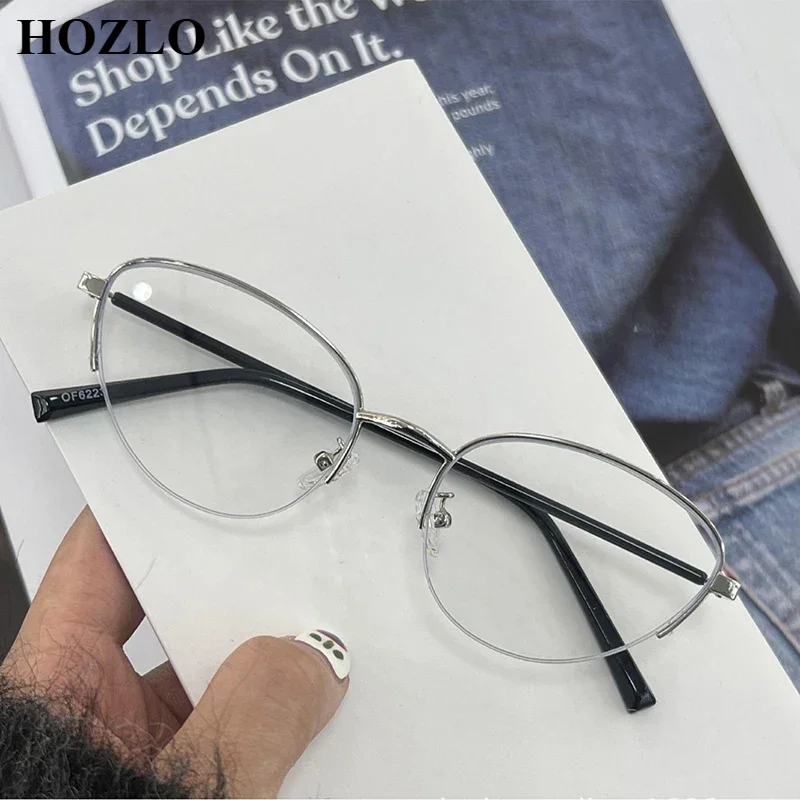 

New Fashion Women Semi Rim Cat Eye Anti Blue Light Reading Glasses Magnifier Europe America Luxury Female Hyperopia Spectacles