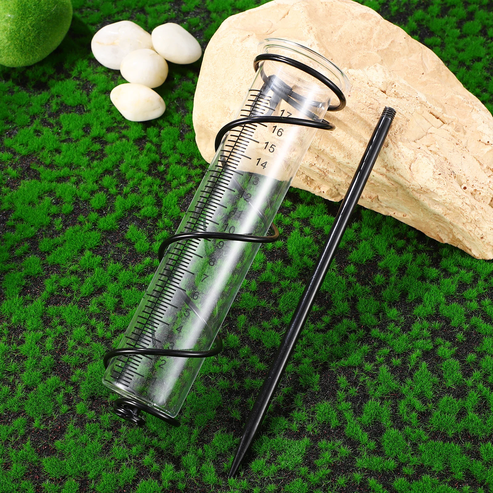 

1Set Glass Rain Gauge Dual Scale Design Easy Clean for Yard Lawn Garden Outdoor Weather Observation Rain Gauge