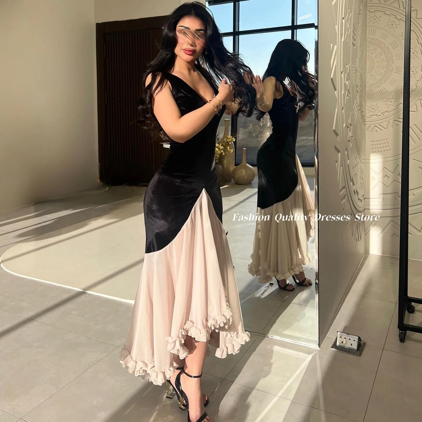 Saudi Arabia Mermaid Evening Dresses New Sexy V Neck Fashion Prom Party Dresses فساتين سهرة vestidos de fiesta Customized