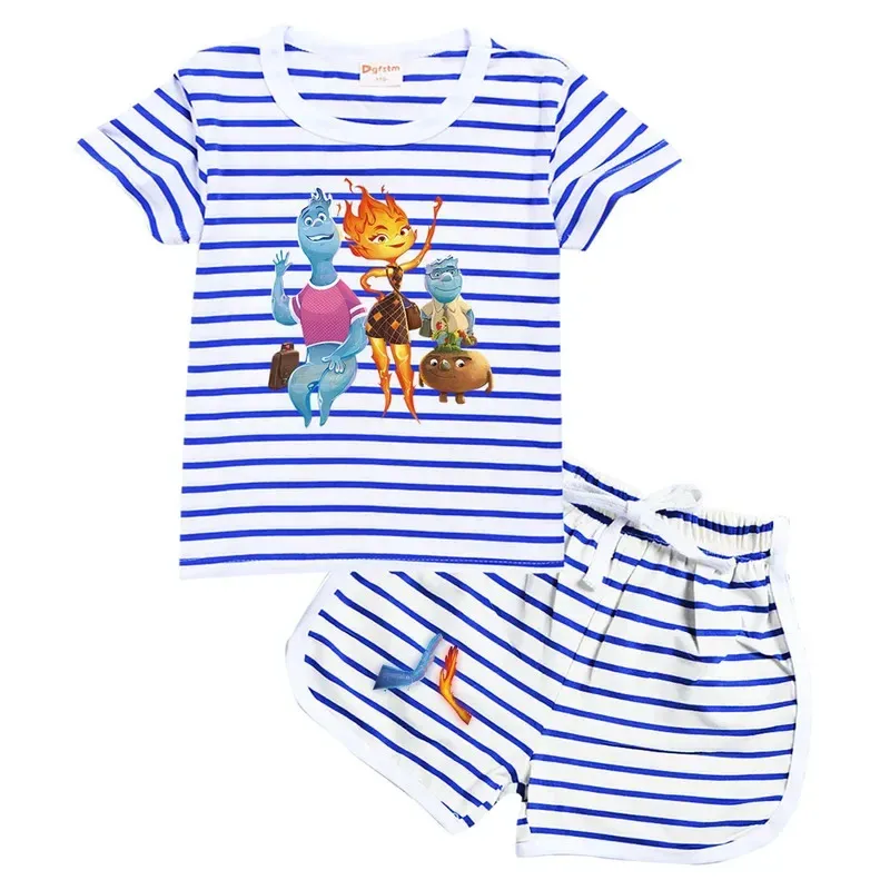 qq28Crazy elemental pyjamas set sommer kinder Kurzarm T-shirt nachtwäsche pyjamas ems feuer Wade druck baby anzug kleidung