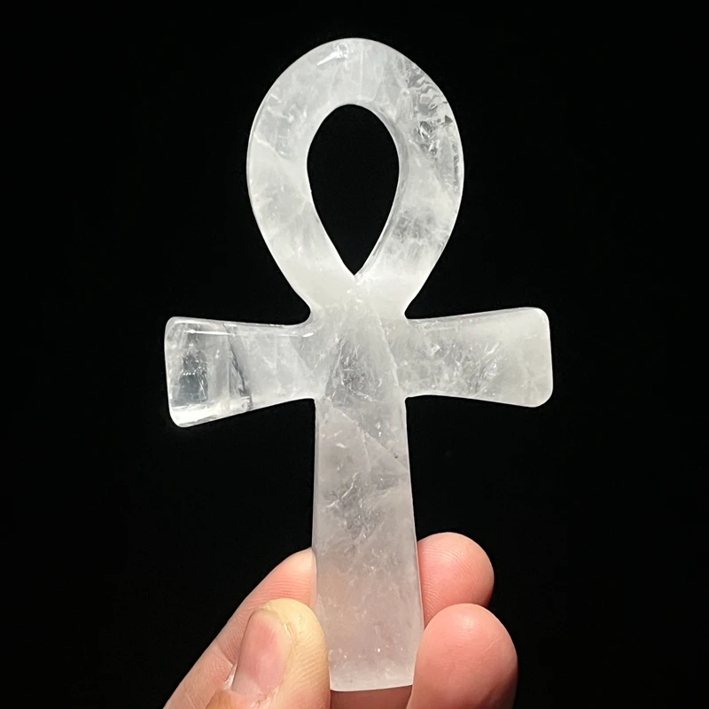 Natural Healing White Crystal Anka Cross Egyptian Ankh Life Symbol Hand Carved Craft Orgone Used for Meditation Stone