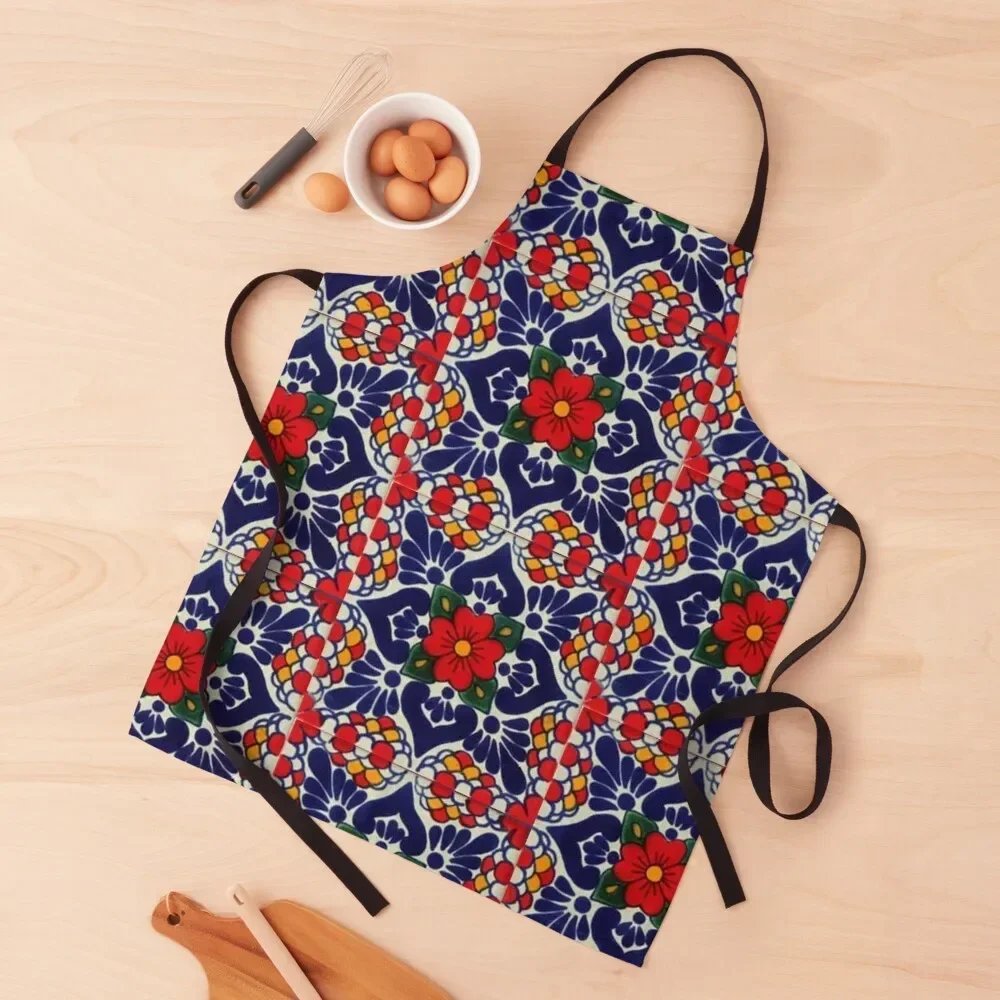 Talavera Flor Rojo Apron Womens Dresses nail tech supplies Apron