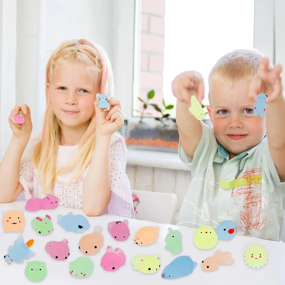 24 PCS for Kids Kawaii Animals Squishies Mochi Squishy Toys Glow in The Dark Party Favors Stress Relief Squishy squishy