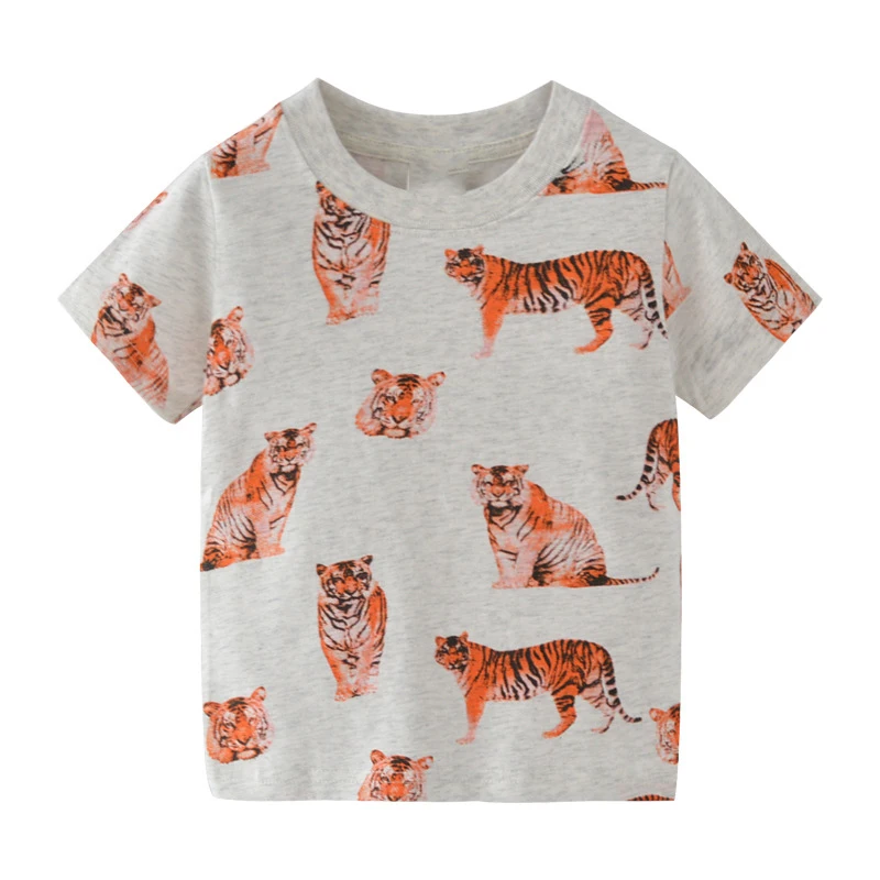 Little maven Top Clothes Child Boy Summer Kids Tees Shirts Cotton Cartoon Tiger Children\'s Clothing Cotton 2-7 Years