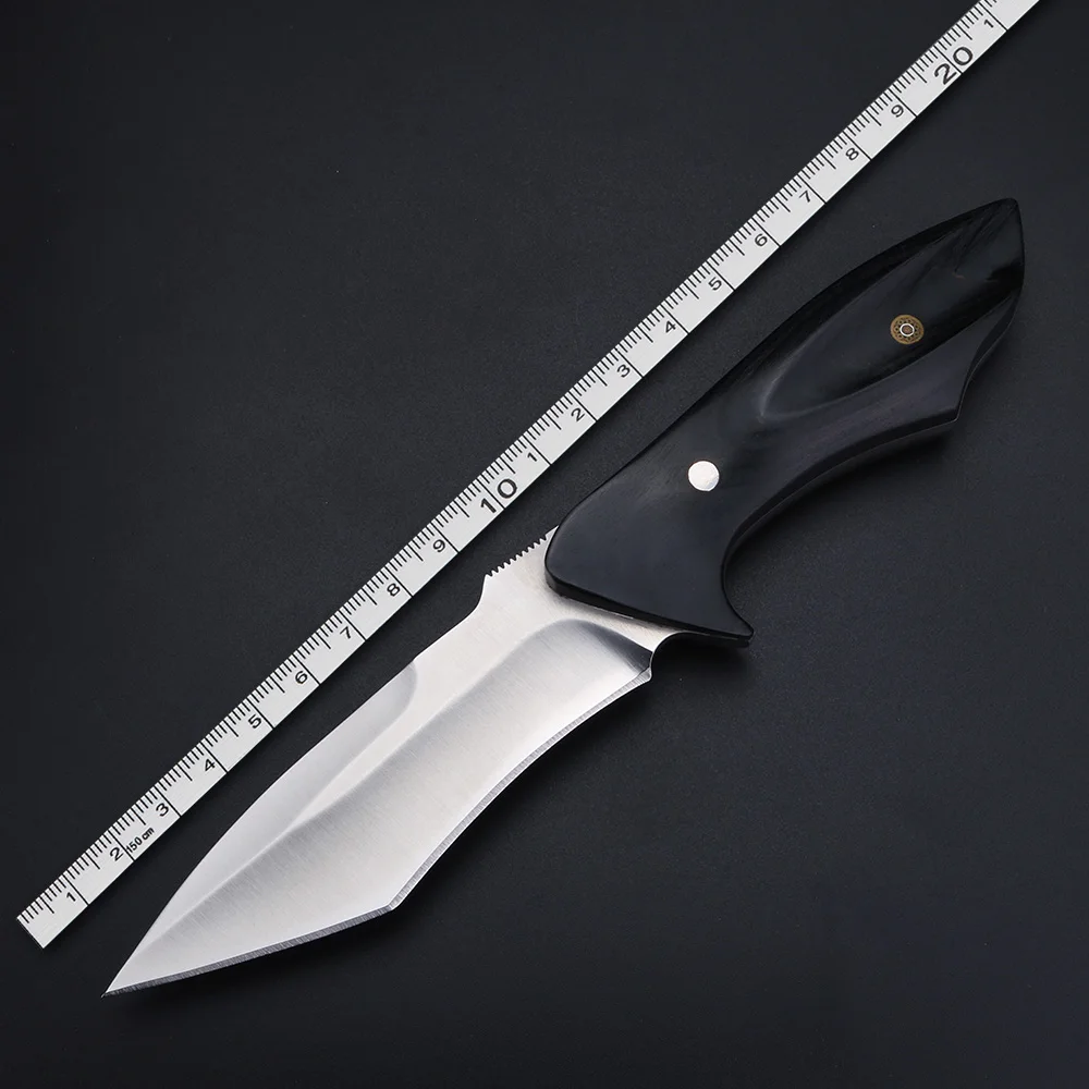 Cuchillo plegable afilado con mango de madera negra, campo de alta dureza, Camping, caza, cuchillo corto, cuchillo táctico de autodefensa, 9CR18Mov