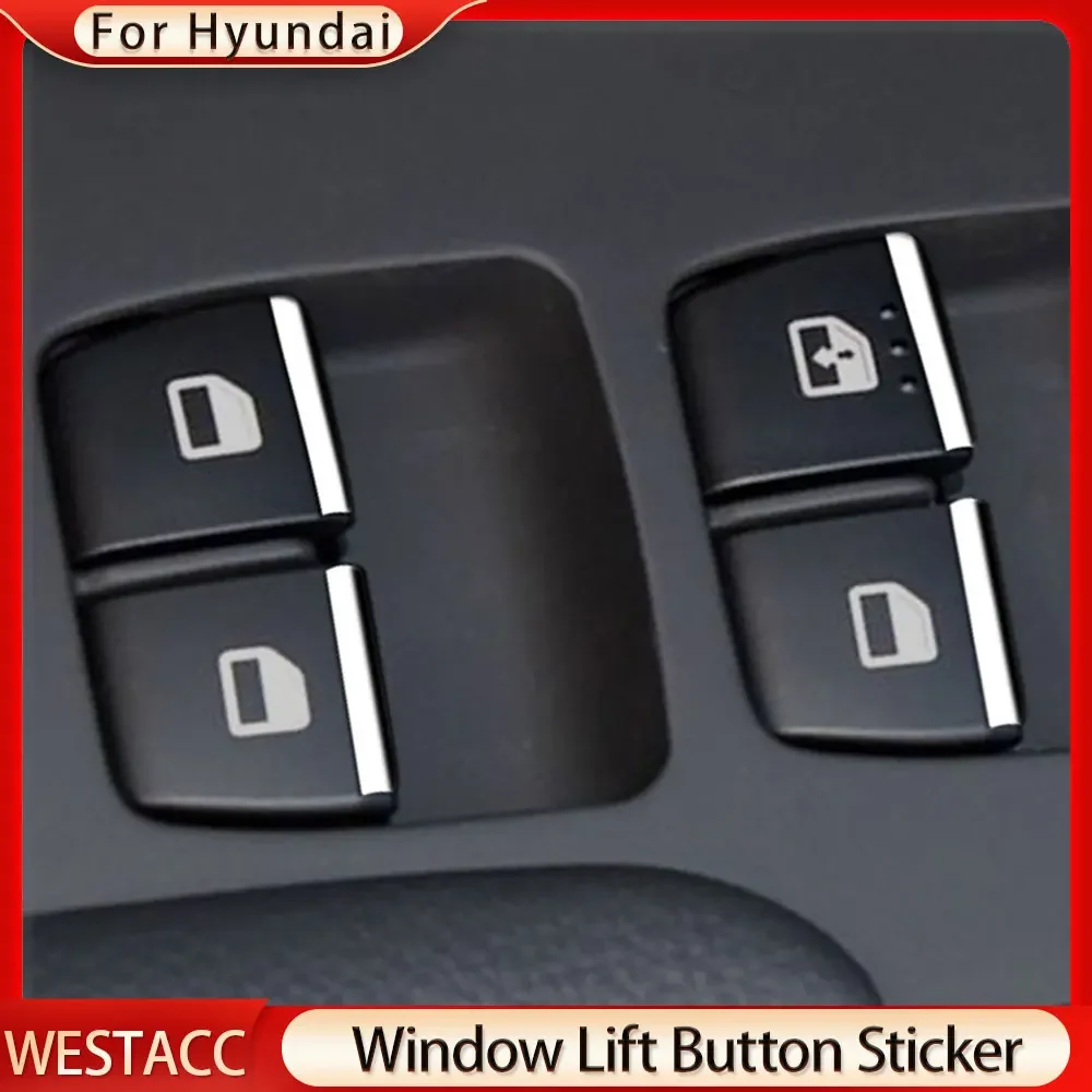 Car Window Lift Switch Button Sticker Sequin Trim for Hyundai Accent Solaris 2016 - 2020 7Pcs ABS Chrome Cover Accessories