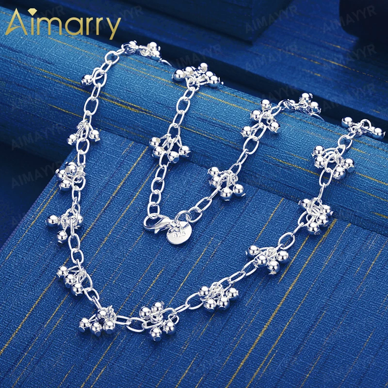 Women's 925 Sterling Silver Multi Bead Cluster O-chain Necklace