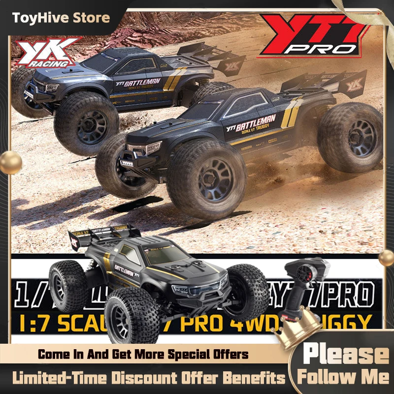 

New YK9071 I/7 SCALEYT7 PRO 4WD TRUGGY RC Electric Brushless Off-Road Racing Truck CNC Chassis Integrated Tail Wing Toy Gifts
