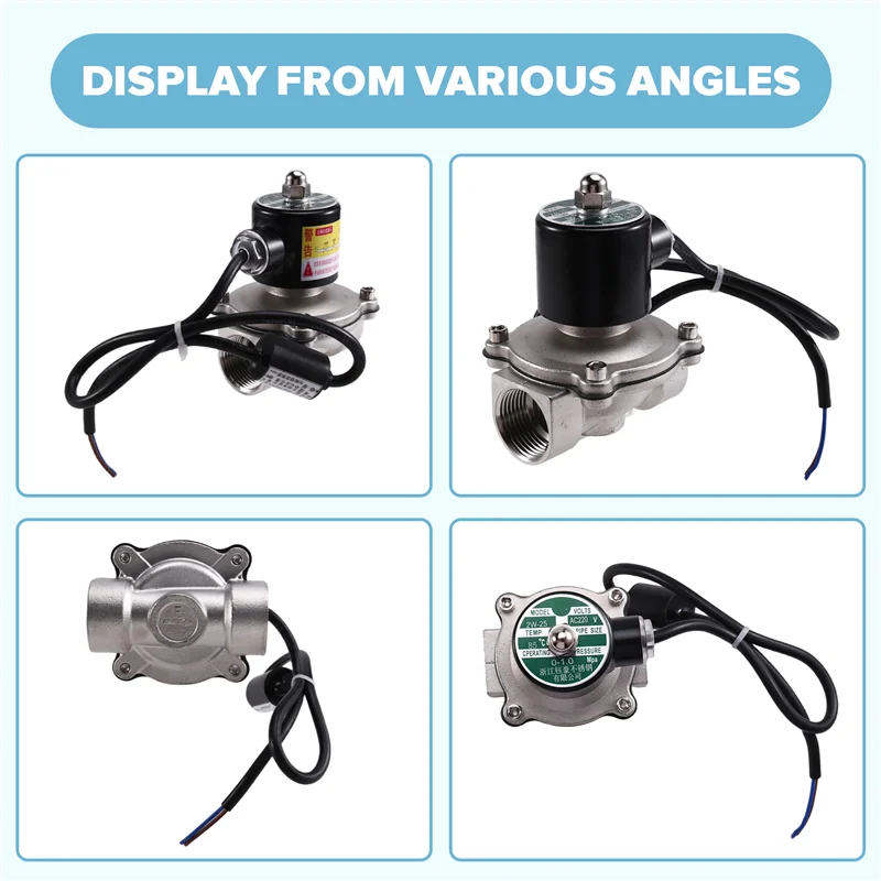 

AB13-DN25 1 дюйм Электромагнитный регулирующий клапан из нержавеющей стали 304 220 В Водопровод Трубопровод Нормально закрытый водяной клапан