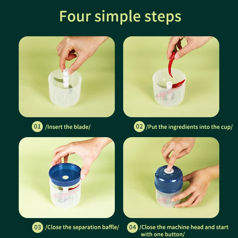 Electric Garlic Masher 350ml Mini Chopper Multi Function Meat Grinder Masher Machine Vegetable Ginger Chopper USB Charging