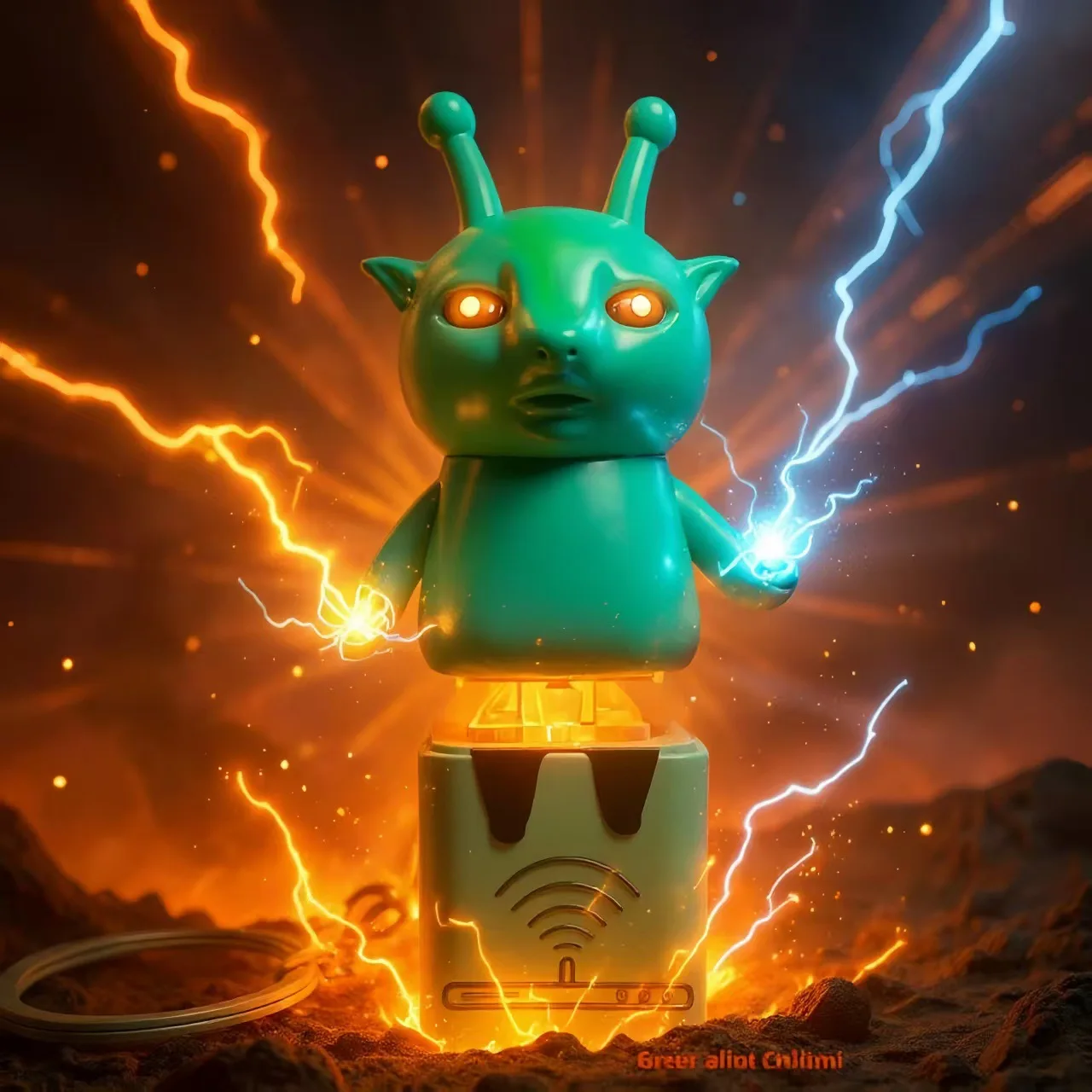 @Green Alien Keychain Funny Press Glowing Button Portable Decompression Keychain With Sound Light Alien EDC Fidget Keyboards Toy